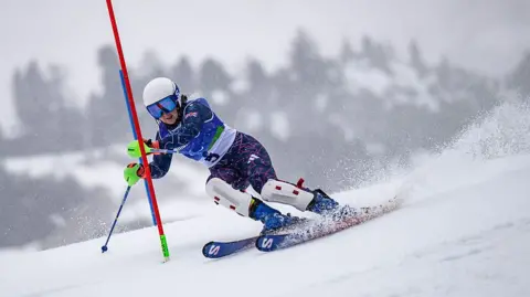 Para-skier Menna Fitzpatrick in action during the Winter Paralympics