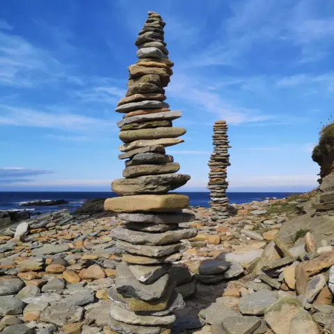 JULIE HANNAH Stone stacks at Birsay