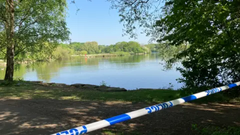 BBC police tape for a lake