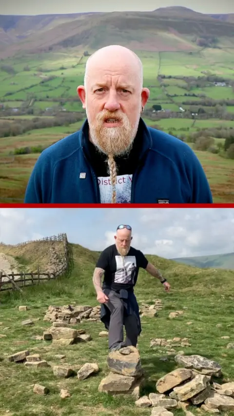 A composite image of Stuart Cox, better known as The Peak District Viking.