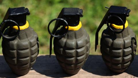 Three Second World War style hand grenades generic 
