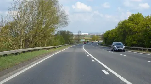 Wilstead Hill in Bedfordshire, descending towards Bedford in the distance