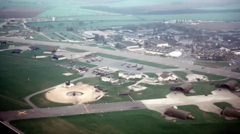 National Archives A birds-eye-view of the fire pit at RAF Upper Heyford.