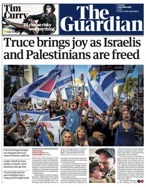  "Truce brings joy as Israelis and Palestinians are freed".