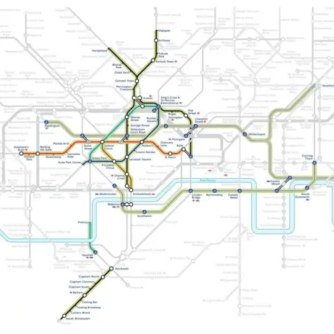 TfL Underground map showing areas of tunnelling connected to the high-speed coverage.