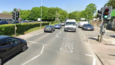 Google Pedestrian crossing on the A3102 in Lyneham, Wiltshire