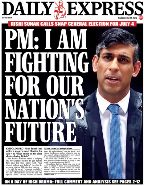  I am fighting for our nation's future" headlines the Daily Express