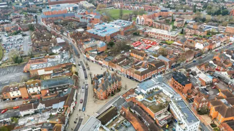 Wokingham town centre from the air.