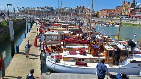 Dozens of little ships gather in Ramsgate Harbour in the sunshine