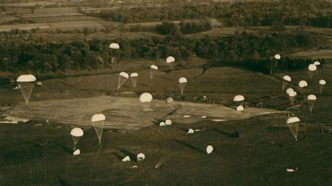 Paratroopers landing in Cheshire's Tatton Park