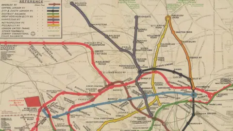 The Map House A 1909 map of the London Underground Railways, by the Electric Railways
Company of London (UERL)