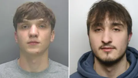 Hertfordshire Constabulary A mug shot of both Victor and Dinis. Dinis wears a blue hoodie and Victor a grey sweater. 