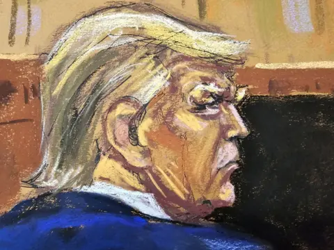 Courtroom sketch of former president Donald Trump on Wednesday