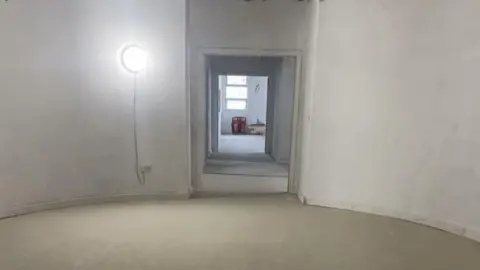 Caroline Bentham Inside the Birk Crag Centre where the walls and floor are plastered grey as renovations are still taking place