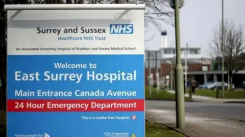 A sign which says Welcome to East Surrey Hospital