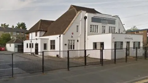 Google Streetview Lanika Restaurant, a large white building on New Pellon Road in Halifax