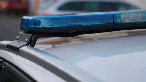 Blue lights on police car