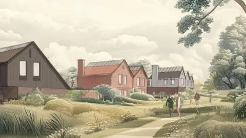 An artist's impression of new homes which were proposed for sites in Stansted Mountfitchet and Birchanger
