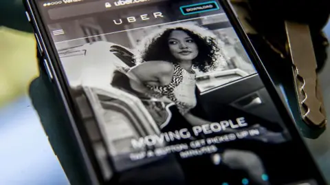 An Uber advertisement displayed on i-phone