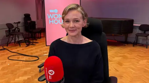 Carey Mulligan in the studio of Woman's Hour
