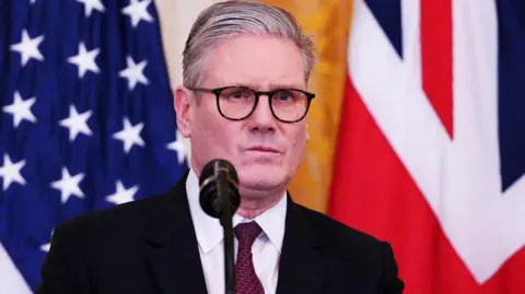 British Prime Minister Sir Keir Starmer speaks during a joint press conference with U.S. President Donald Trump in the East Room at the White House, February 27, 2025 in Washington, D.C.,