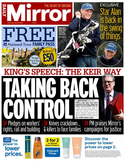 The Mirror front page