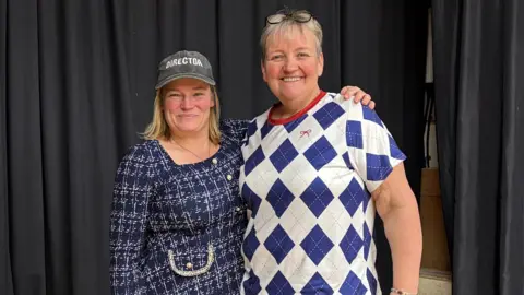 Lynsey Farmworth and Louise Farmer of the Whixley Players am dram group picture at Ouseburn Village Hall