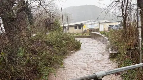 David Kearns Photograph of a brook overflowing due to heavy rainfall and snow-melt during Storm Bert, 23 November.