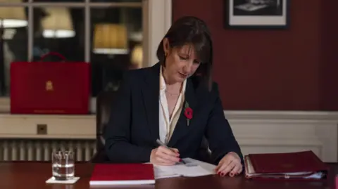 Treasury Chancellor of the Exchequer Rachel Reeves prepares for the Autumn Budget 2024 in her office in No 11 Downing Street