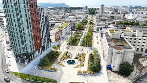 Plymouth City Council Aerial view showing the artist's impression of how the completed Armada Way scheme is expected to look.