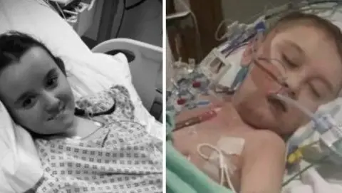 Rachael Williams A composite picture of Lilly on the left and Daniel on the right. Lilly's shot is black and white and shows her lying in a hospital bed. Daniel is also lying in a hospital bed, but he is hooked up to medical wires and tubes.
