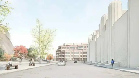 Hendersonherd An artist's impression showing the new block at the end of a street.