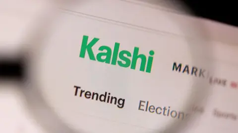 A shot of Kalshi's website, with a focus on its name.