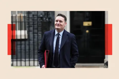 PA Wire Wes Streeting leaves No 10 with a red folder in hand