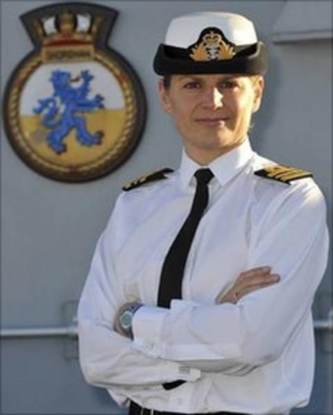 Royal Navy's first woman warship commander Sarah West takes up her post ...