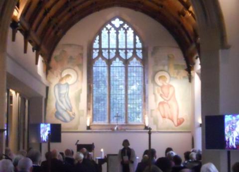 Lost Evelyn Gibbs wall paintings uncovered and restored at church - BBC