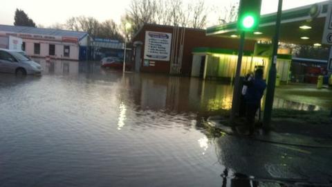 shrewsbury floods flooded forecourt