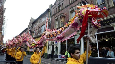 Dragons roar for Newcastle's Chinese New Year celebrations - BBC News