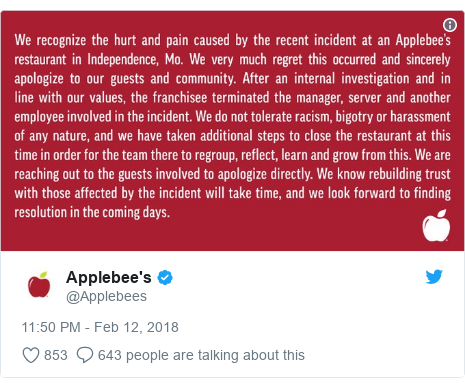 Twitter post by @Applebees: 