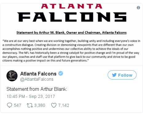 Twitter post by @AtlantaFalcons