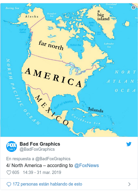 Publicación de Twitter por @BadFoxGraphics: 4/ North America – according to @FoxNews 