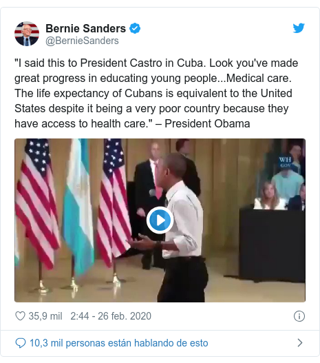 Publicación de Twitter por @BernieSanders: 