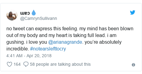 No Tears Left To Cry Ariana Grande S Uplifting New Single Alludes - twitter post by camrynsullivann no tweet can express this feeling my mind has