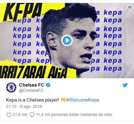 Publicación de Twitter por @ChelseaFC: Kepa is a Chelsea player! ?#WelcomeKepa 