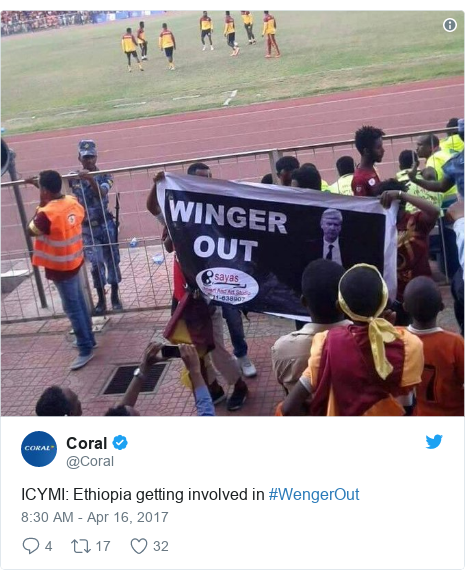 Ujumbe wa Twitter wa @Coral: ICYMI  Ethiopia getting involved in #WengerOut 