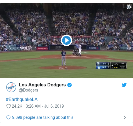 Twitter post by @Dodgers: #EarthquakeLA 