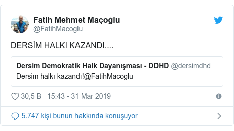 @FatihMacoglu tarafından yapılan Twitter paylaşımı: DERSİM HALKI KAZANDI.... 