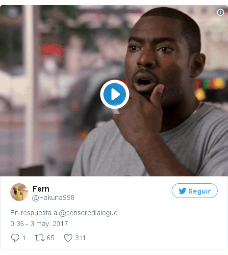 Publicación de Twitter por @Hakuna998:  