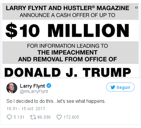 Publicación de Twitter por @ImLarryFlynt: So I decided to do this...let's see what happens. 