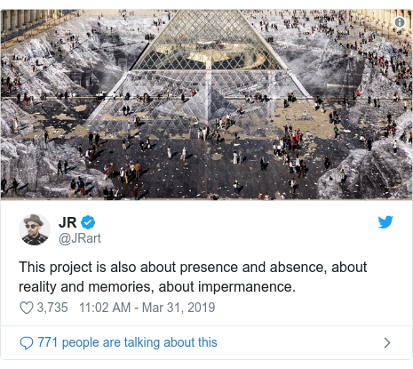 Twitter post by @JRart: This project is also about presence and absence, about reality and memories, about impermanence. 